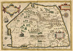 Atlas, map from 1623, Ceilan, Ceylon