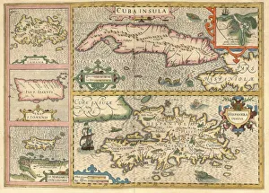 Atlas, map from 1623, Central America