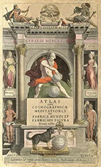 Atlas, map from 1623, cover, Gerhard Mercator