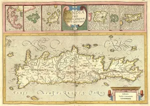 Atlas, map from 1623, Crete, Greece