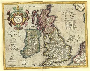Atlas, map from 1623, England, Great Britain