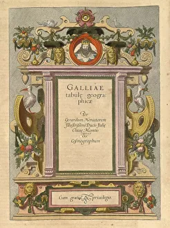 Atlas, map from 1623, Gaul, France