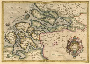 Atlas, map from 1623, Holland, Belgium