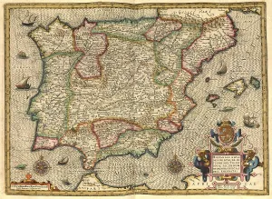 Atlas, map from 1623, Iberian Peninsula