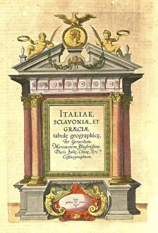 Atlas, map from 1623, Italy, intertitle in the atlas