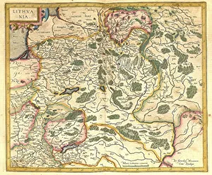 Atlas, map from 1623, Lithuania
