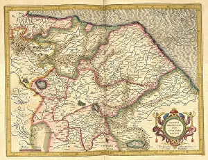 Atlas, map from 1623, Marche, Italy