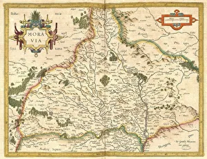 Atlas, map from 1623, Morovia, Moravia