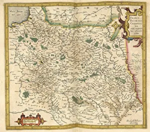 Atlas, map from 1623, Picardy and Champagne