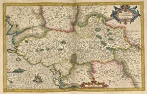 Atlas, map from 1623, Poictov, part of western France