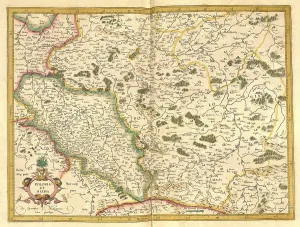 Atlas, map from 1623, Silesia, Poland