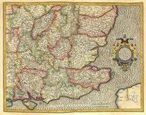 Atlas, map from 1623, the southeast of England