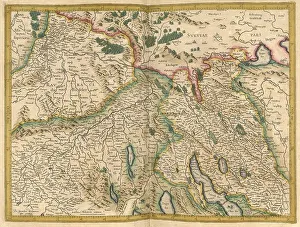 Atlas, map from 1623, Switzerland