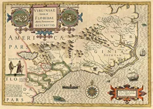 Atlas, map from 1623, Virginia