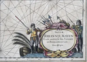 Atlas Maritimus, figurative cartouche with whale hunters