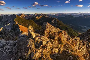 Atmospheric sunset in the mountains of the Tannheim Valley in Austria
