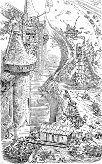 Attack and defence of a city wall in the 12th century