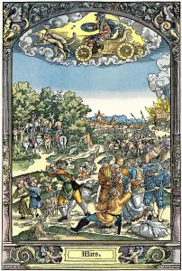 Attack of knights, 17th century