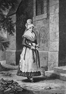 Attending church on Sundays, historical illustration