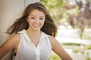 Attractive mixed-race girl portrait outdoors