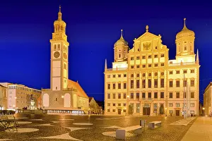 Augsburg City Hall in the blue hour