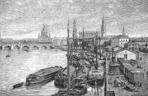 The Augustus Bridge and its surroundings seen from the Marienbruecke