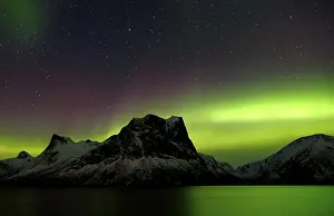 Aurora Borealis, Northern Lights over Peninsula Senja
