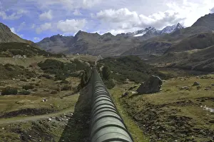 Austrian alps: The pipeline at lake Silvretta in MOntafon