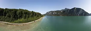 Category Mountain Landscapes Prints: Austrian Romantic Road along the Mondsee near Pichl Auhof with Schafberg