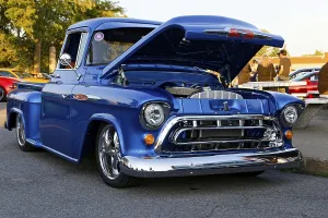 Automobile, car show, blue pickup