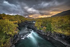 Category Scandinavia Prints: Autumn Abisko Canyon with dramatic lighting