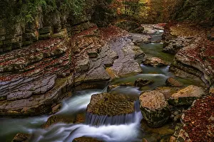 Autumn atmosphere on the course of the Taugl or Tauglbach stream