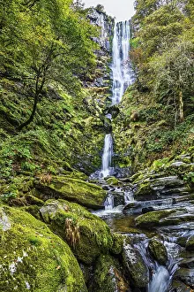 Autumn colors over Pistyll Rhaeadr Waterfall