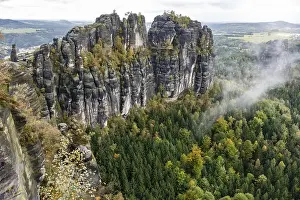 Category Mountain Landscapes Prints: Autumn in the Elbe Sandstone Mountains Bad Schandau Schrammsteine Region
