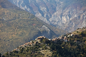Category Mountain Landscapes Prints: Autumn in the Ligurian Alps with a view of Triora Liguria