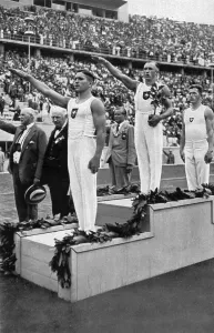 Award ceremony of the gymnasts in the Olympic Twelve-man Competition