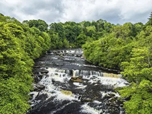 Aysgarth Falls on River Ure from a drone