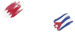 Bahrain and Cuba Flags on White Background