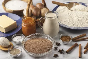Baking ingredients, flour, sugar
