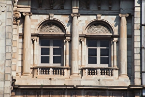 Balconies of Victoria Memorial built in 1921, Calcutta Kolkata, West Bengal, India, Asia