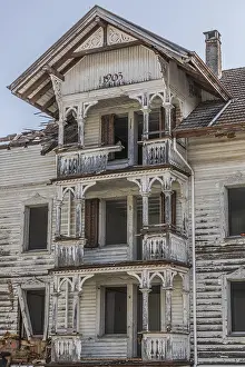 Balcony with the year 1903 of a multi-storey residential building built in 1903 during demolition work