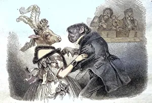 The Ball of the Animals, a Monkey Dances with a Sheep