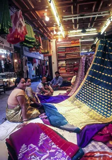 Banarasi Saries are sold in the crowded Kunjali area at Varanasi Benaras