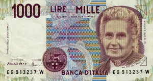 Banknote, 1000 Lire, Italy, Maria Montessori