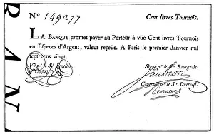 A banknote of Law's Bank, Swindle Bank