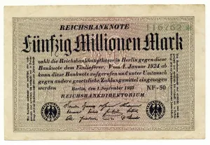 Front of a banknote, Reichsbank