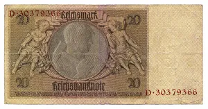 Back of banknote, Reichsbank, value 20 Reichmarks