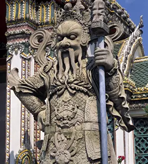 Bankok Thailand Wat Pho tempe built from 1789 guard sculpture