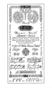 Bankozettel from 1800, Bancozettel was the name of the first banknotes in Germany and Austria