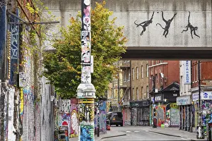 Banksy graffiti of the three monkeys in Brick Lane